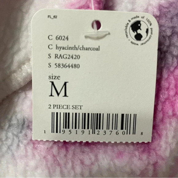 Free People Kelly Washed Tie Dye Sweatshirt Pink Grey Fuzzy Size Medium NWT - Picture 5 of 8